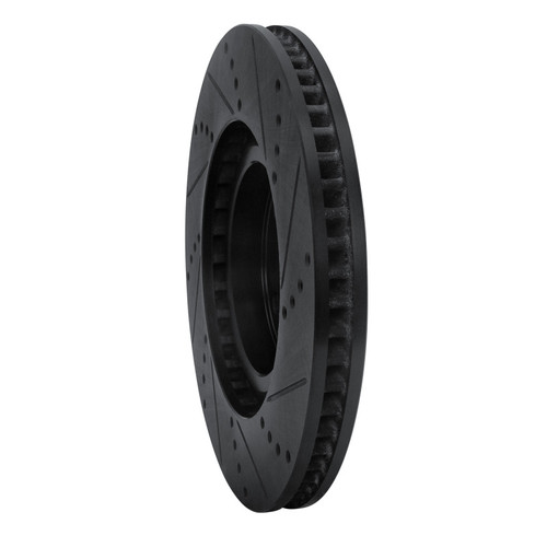 R1 93-98 Toyota Supra Right Front Drilled & Slotted Black Brake Rotor