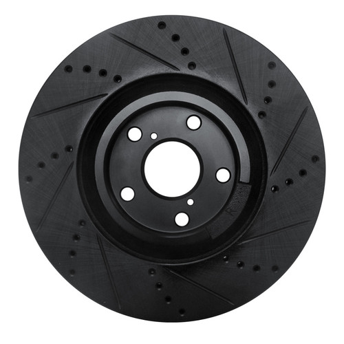 R1 93-98 Toyota Supra Right Front Drilled & Slotted Black Brake Rotor
