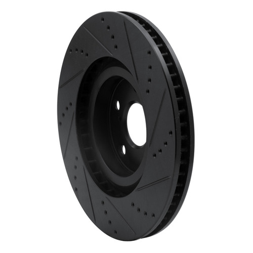 R1 93-98 Toyota Supra Left Front Drilled & Slotted Black Brake Rotor