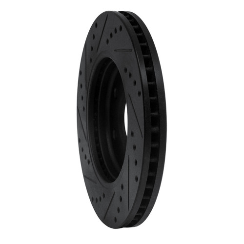 R1 05-21 Nissan Frontier Front Right Drilled & Slotted Black Brake Rotor