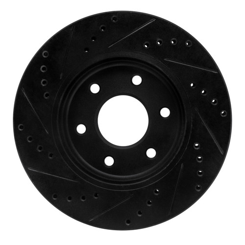 R1 05-21 Nissan Frontier Front Right Drilled & Slotted Black Brake Rotor