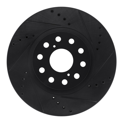 R1 93-98 Toyota Supra Front Right Drilled & Slotted Black Brake Rotor