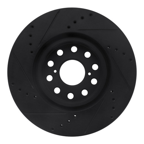 R1 93-98 Toyota Supra Front Right Drilled & Slotted Black Brake Rotor