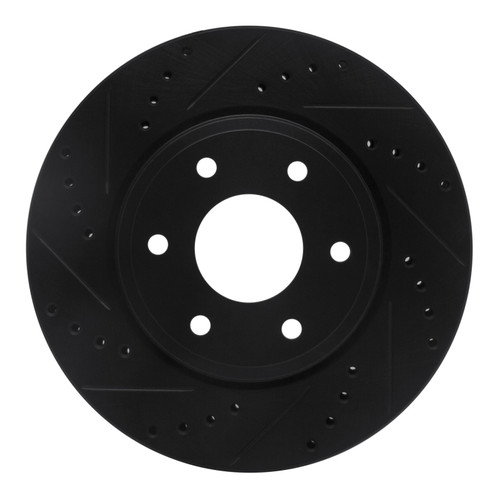 R1 05-21 Nissan Frontier Front Left Drilled & Slotted Black Brake Rotor