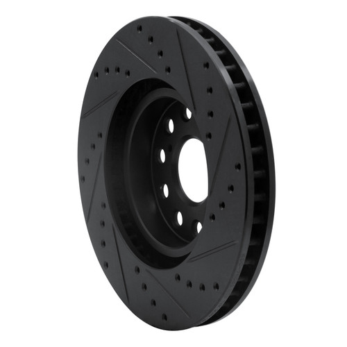 R1 93-98 Toyota Supra Front Left Drilled & Slotted Black Brake Rotor