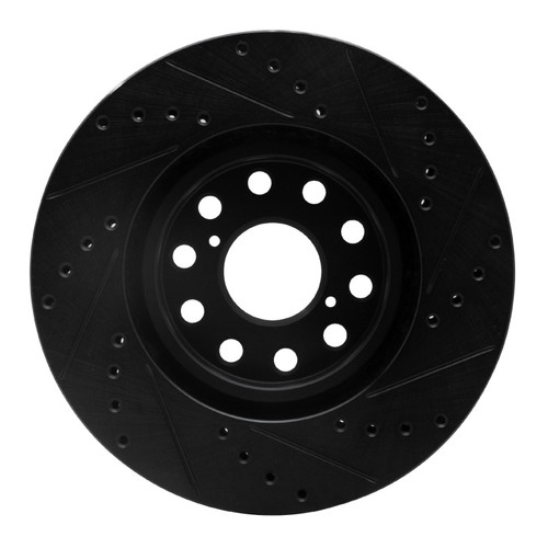 R1 93-98 Toyota Supra Front Left Drilled & Slotted Black Brake Rotor