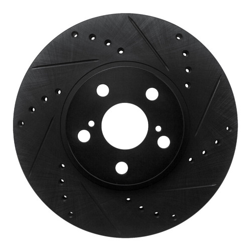 R1 94-99 Toyota Celica Front Right Drilled & Slotted Black Brake Rotor