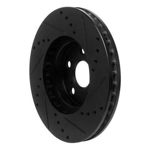 R1 94-99 Toyota Celica Front Left Drilled & Slotted Black Brake Rotor