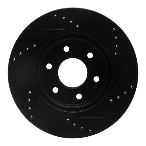 R1 05-25 Nissan Pathfinder Front Left Drilled & Slotted Black Brake Rotor