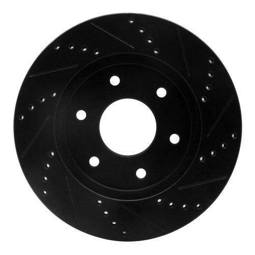 R1 04-05 Infiniti QX56 Front Left Drilled & Slotted Black Brake Rotor