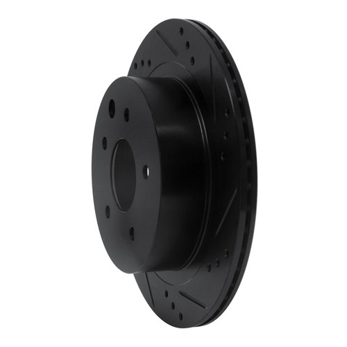 R1 02-25 Infiniti G35 Rear Right Drilled & Slotted Black Brake Rotor