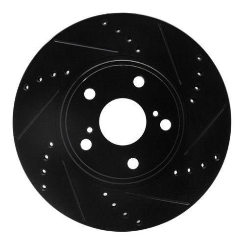 R1 99-07 Lexus ES300 Front Right Drilled & Slotted Black Brake Rotor