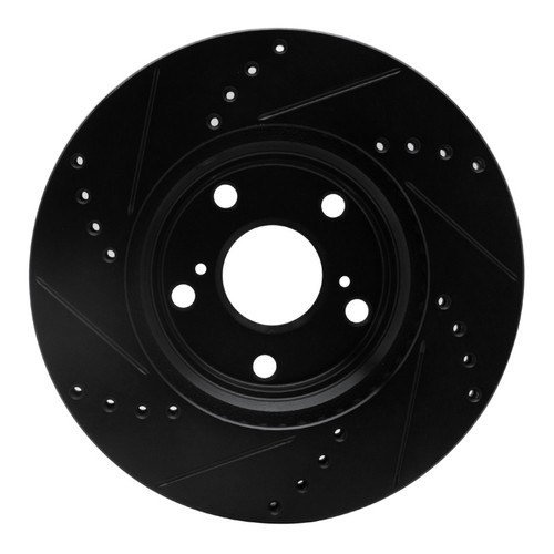 R1 99-07 Lexus ES300 Front Right Drilled & Slotted Black Brake Rotor