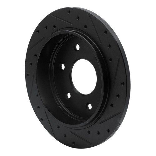 R1 04-15 Infiniti QX56 Rear Left Drilled & Slotted Black Brake Rotor