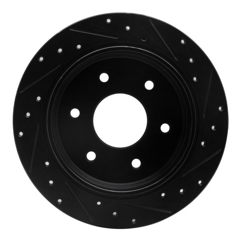 R1 04-15 Infiniti QX56 Rear Left Drilled & Slotted Black Brake Rotor