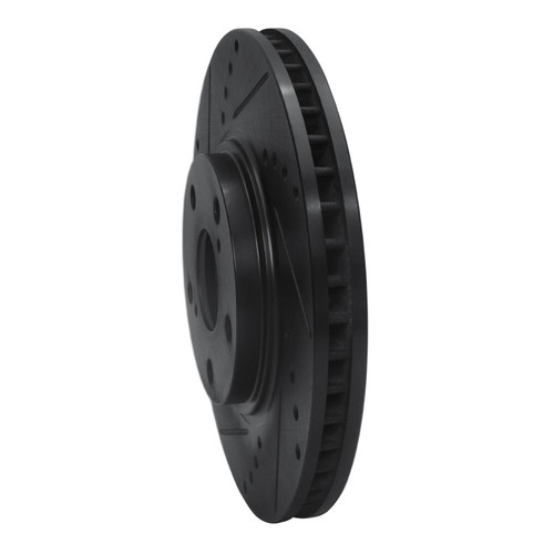 R1 99-07 Lexus ES330 Front Left Drilled & Slotted Black Brake Rotor