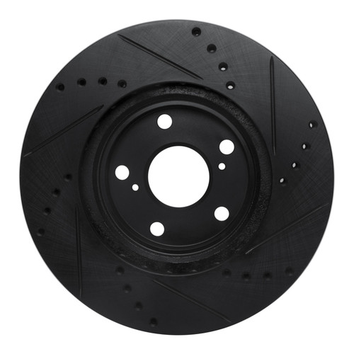 R1 99-07 Lexus ES330 Front Left Drilled & Slotted Black Brake Rotor