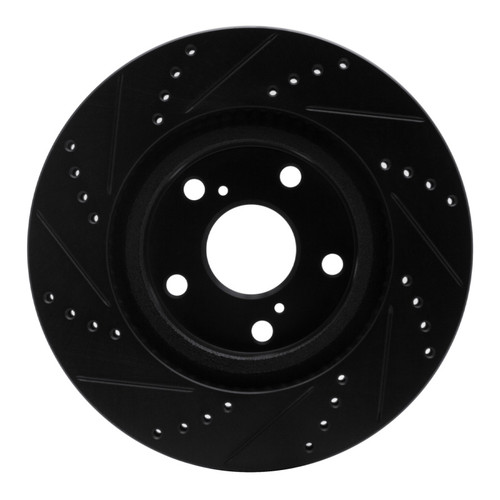 R1 02-17 Infiniti M45 Front Right Drilled & Slotted Black Brake Rotor