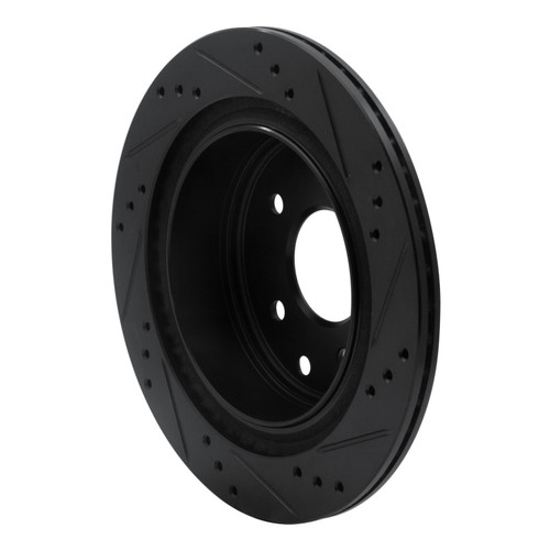 R1 02-25 Infiniti G35 Rear Left Drilled & Slotted Black Brake Rotor