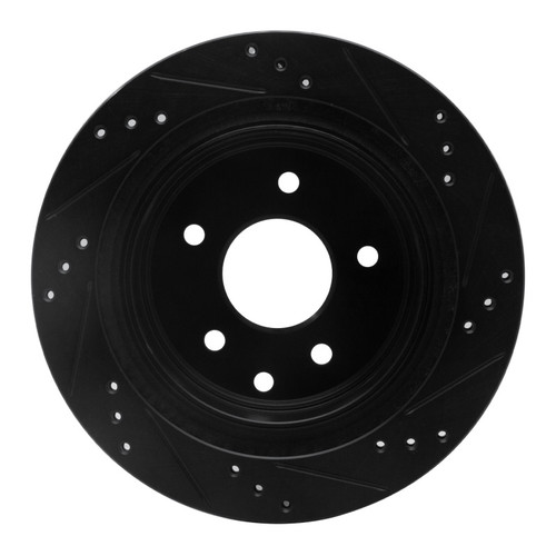 R1 02-25 Infiniti G35 Rear Left Drilled & Slotted Black Brake Rotor