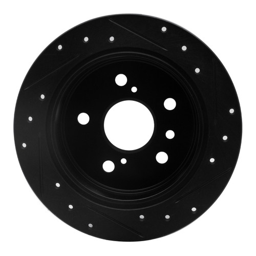 R1 92-03 Lexus ES300 Rear Left Drilled & Slotted Black Brake Rotor