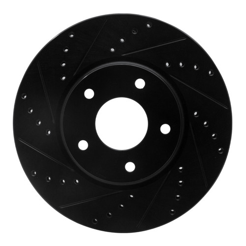 R1 02-17 Infiniti M45 Front Left Drilled & Slotted Black Brake Rotor