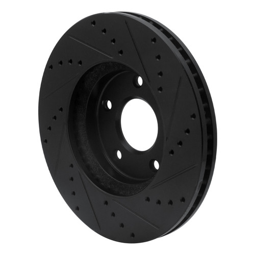 R1 02-17 Infiniti M45 Front Left Drilled & Slotted Black Brake Rotor