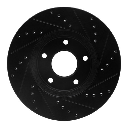 R1 02-17 Infiniti M45 Front Left Drilled & Slotted Black Brake Rotor