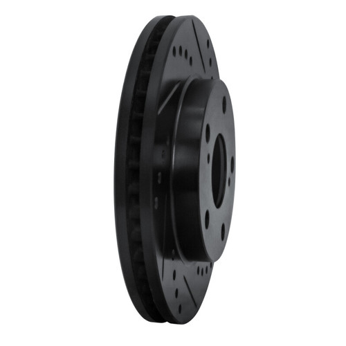 R1 92-01 Toyota Camry Front Right Drilled & Slotted Black Brake Rotor