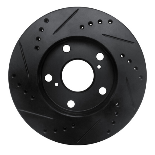 R1 92-01 Toyota Camry Front Right Drilled & Slotted Black Brake Rotor