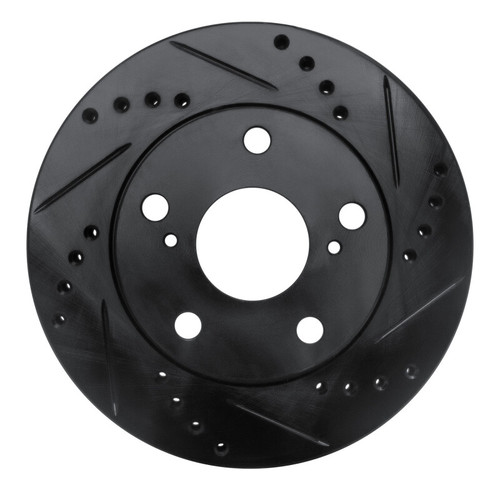R1 92-01 Toyota Camry Front Right Drilled & Slotted Black Brake Rotor