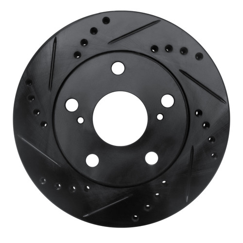 R1 92-01 Toyota Camry Front Left Drilled & Slotted Black Brake Rotor