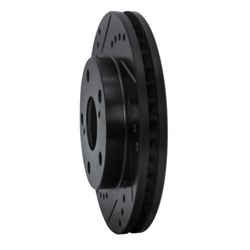 R1 92-01 Toyota Camry Front Left Drilled & Slotted Black Brake Rotor