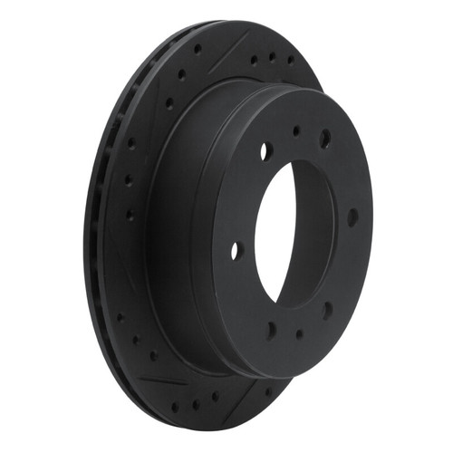 R1 88-95 Nissan Pathfinder Rear Right Drilled & Slotted Black Brake Rotor