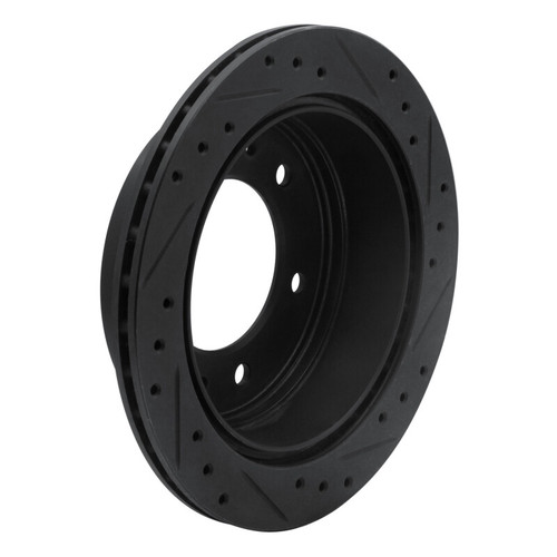 R1 88-95 Nissan Pathfinder Rear Right Drilled & Slotted Black Brake Rotor