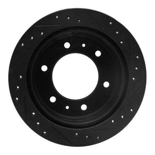 R1 88-95 Nissan Pathfinder Rear Right Drilled & Slotted Black Brake Rotor