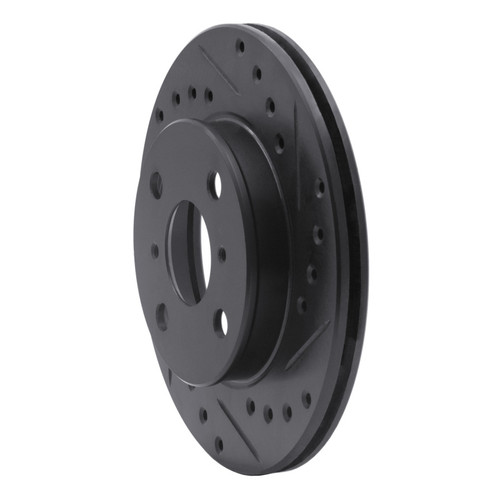 R1 91-99 Toyota Paseo Front Right Drilled & Slotted Black Brake Rotor