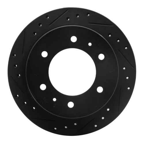 R1 88-95 Nissan Pathfinder Rear Left Drilled & Slotted Black Brake Rotor
