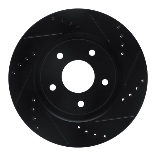 R1 07-15 Nissan Rogue Front Right Drilled & Slotted Black Brake Rotor