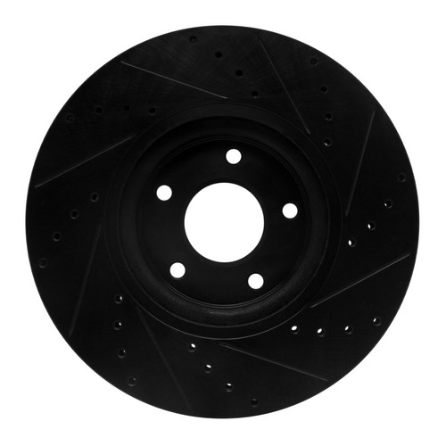 R1 07-17 Nissan Juke Front Left Drilled & Slotted Black Brake Rotor