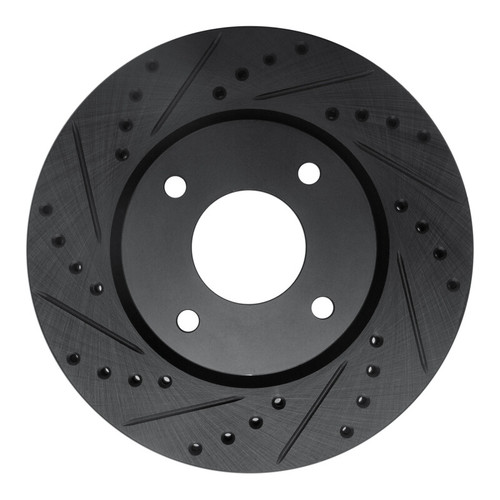R1 07-14 Nissan Sentra Front Left Drilled & Slotted Black Brake Rotor