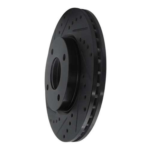 R1 07-14 Nissan Sentra Front Left Drilled & Slotted Black Brake Rotor