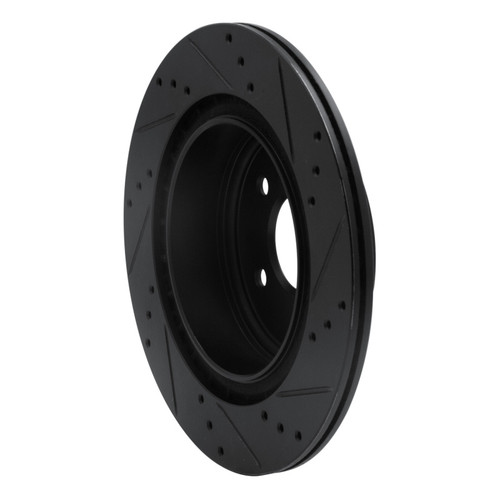 R1 05-25 Infiniti EX37 Rear Left Drilled & Slotted Black Brake Rotor