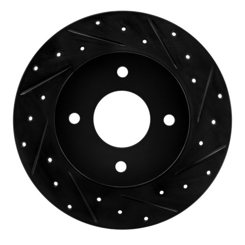 R1 04-06 Nissan Sentra Rear Right Drilled & Slotted Black Brake Rotor