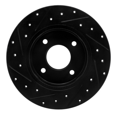 R1 04-06 Nissan Sentra Rear Right Drilled & Slotted Black Brake Rotor