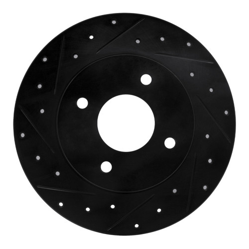 R1 04-06 Nissan Sentra Rear Left Drilled & Slotted Black Brake Rotor
