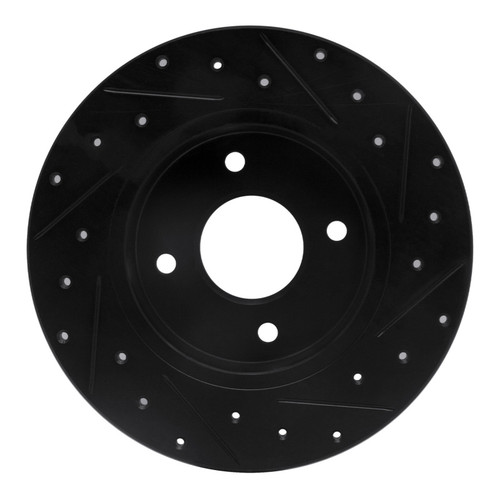 R1 04-06 Nissan Sentra Rear Left Drilled & Slotted Black Brake Rotor