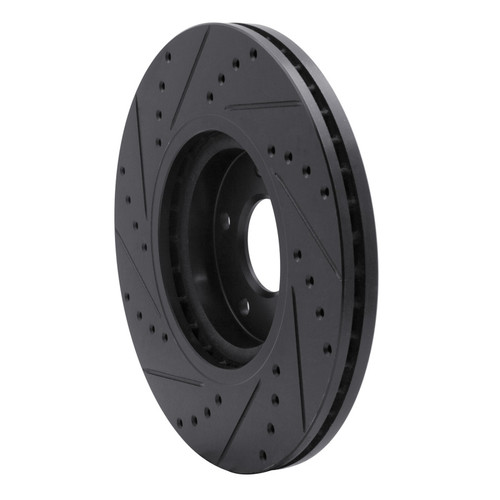 R1 03-23 Infiniti FX35 Front Right Drilled & Slotted Black Brake Rotor