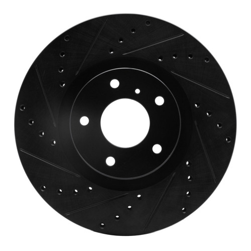R1 03-23 Infiniti EX35 Front Left Drilled & Slotted Black Brake Rotor
