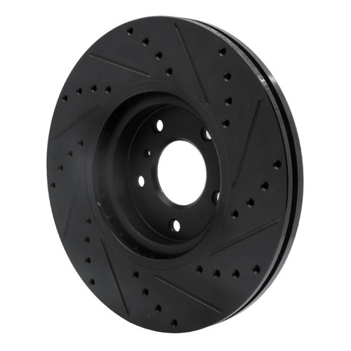 R1 03-23 Infiniti EX35 Front Left Drilled & Slotted Black Brake Rotor